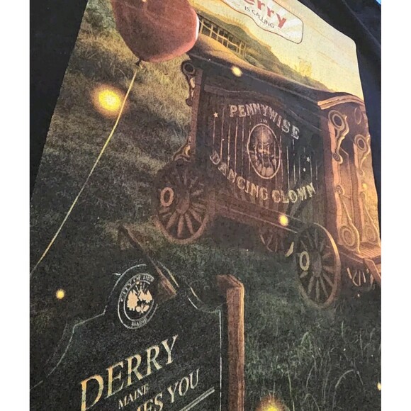 IT Chapter Two Derry TShirt Promo Pennywise Clown Black Tee Mens M Halloween 3D - Picture 3 of 6